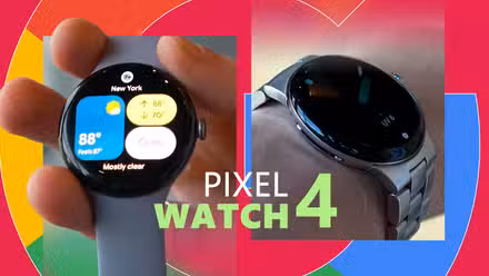 يد تحمل Pixel Watch 4 وPixel Watch 4 أخرى يتم ارتداؤها على المعصم