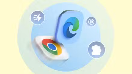 أيقونات Microsoft Edge وGoogle Chrome مع رموز ميزات المتصفح.