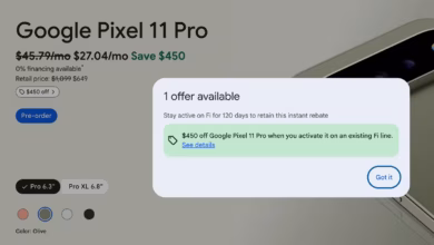 لا تحتاج إلى إبرام عقد مدته سنتان للحصول على خصم بقيمة 450 دولارًا على Pixel 11 Pro