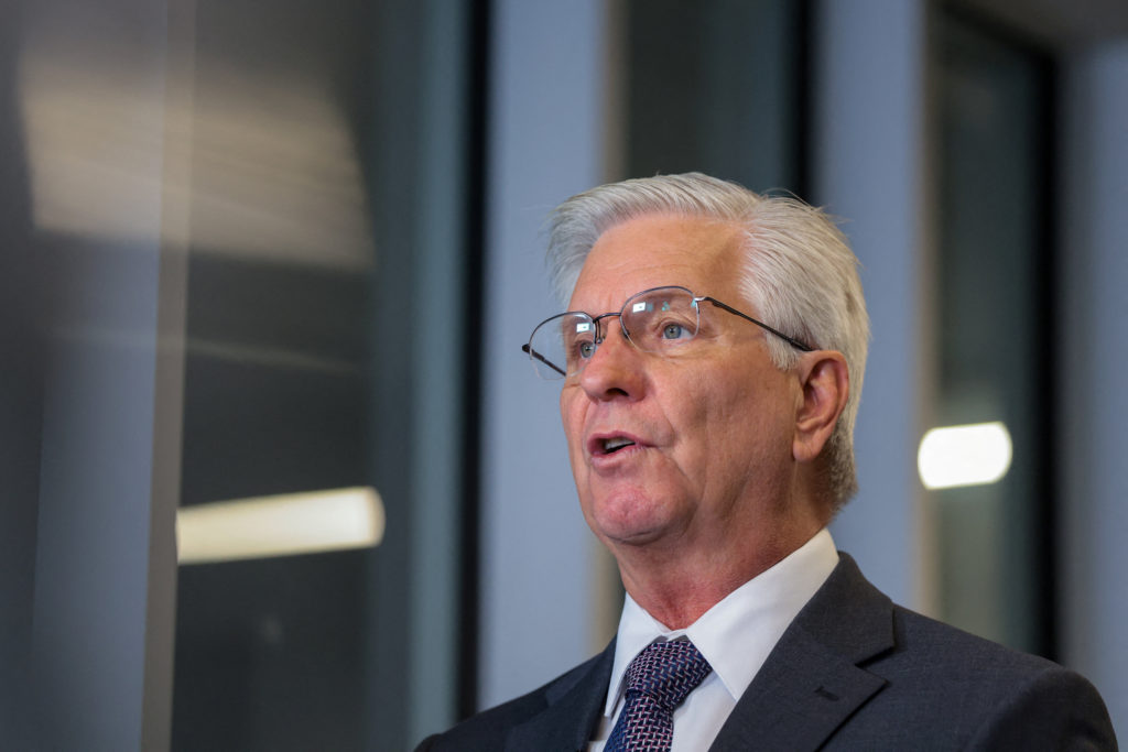 Federal Reserve Board Governor Christopher Waller speaks prior to giving a Reuters NEXT Newsmaker interview in Washington