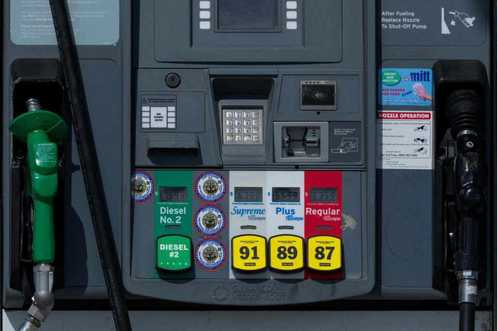 FILE PHOTO: Price of gasoline shown on pumps in California