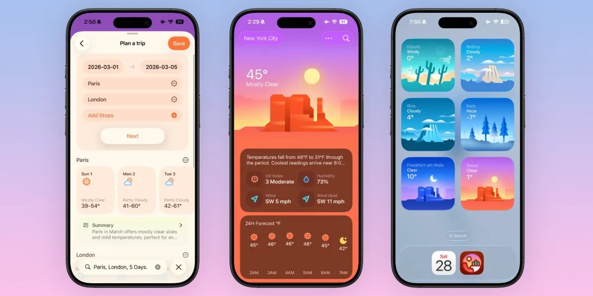 تطبيق Indie App Spotlight يحتوي تطبيق “Weather mini” على توقعات الرحلات والمزيد بتصميم جميل